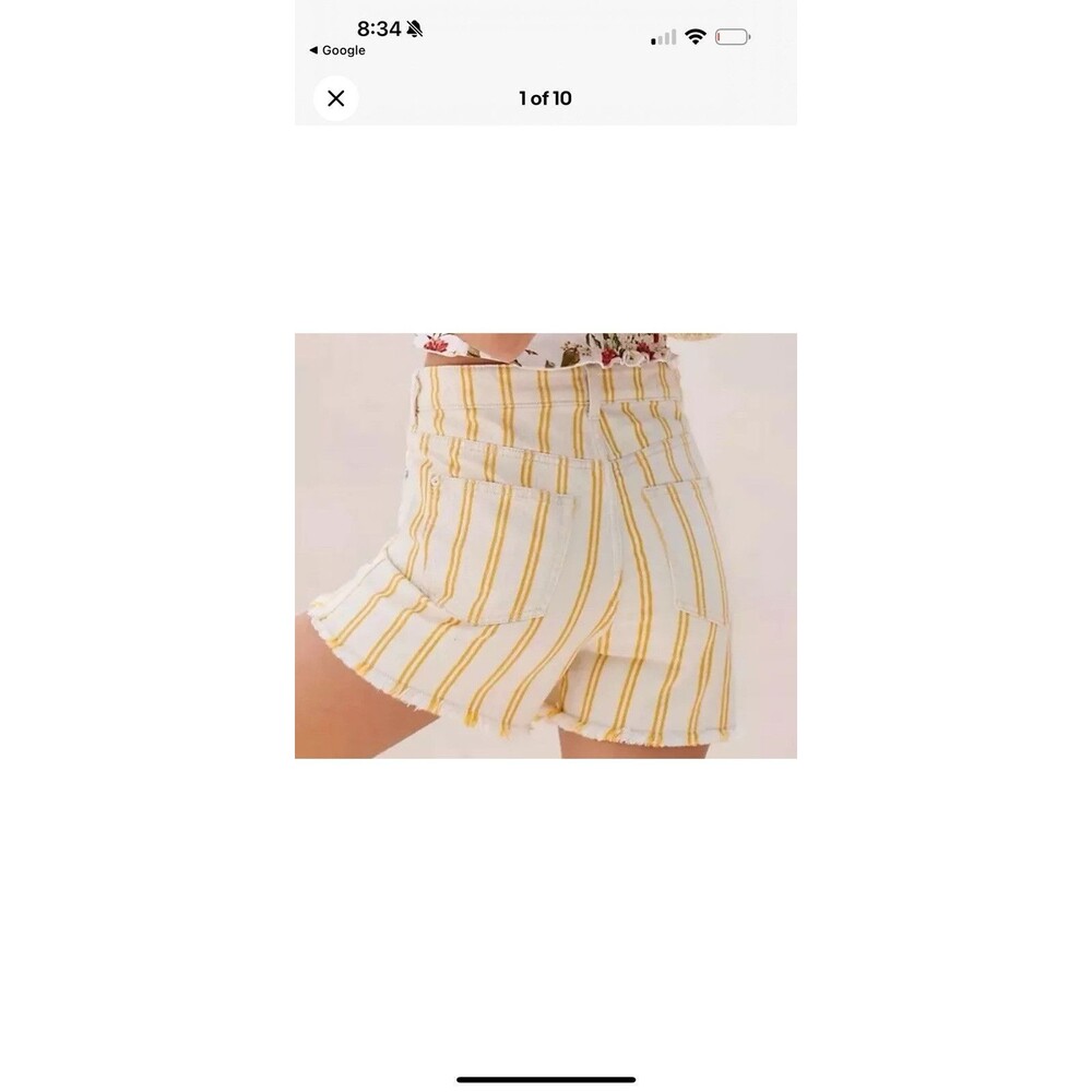 Anthropologie Pilcro Striped Denim Shorts 31 Womens High Rise Cutoff Distressed